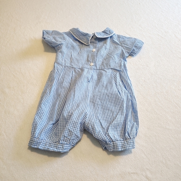 Lil Cactus Boys Checked Blue White Easter Jon Jon Outfit Size 12-18 Months - Picture 4 of 6